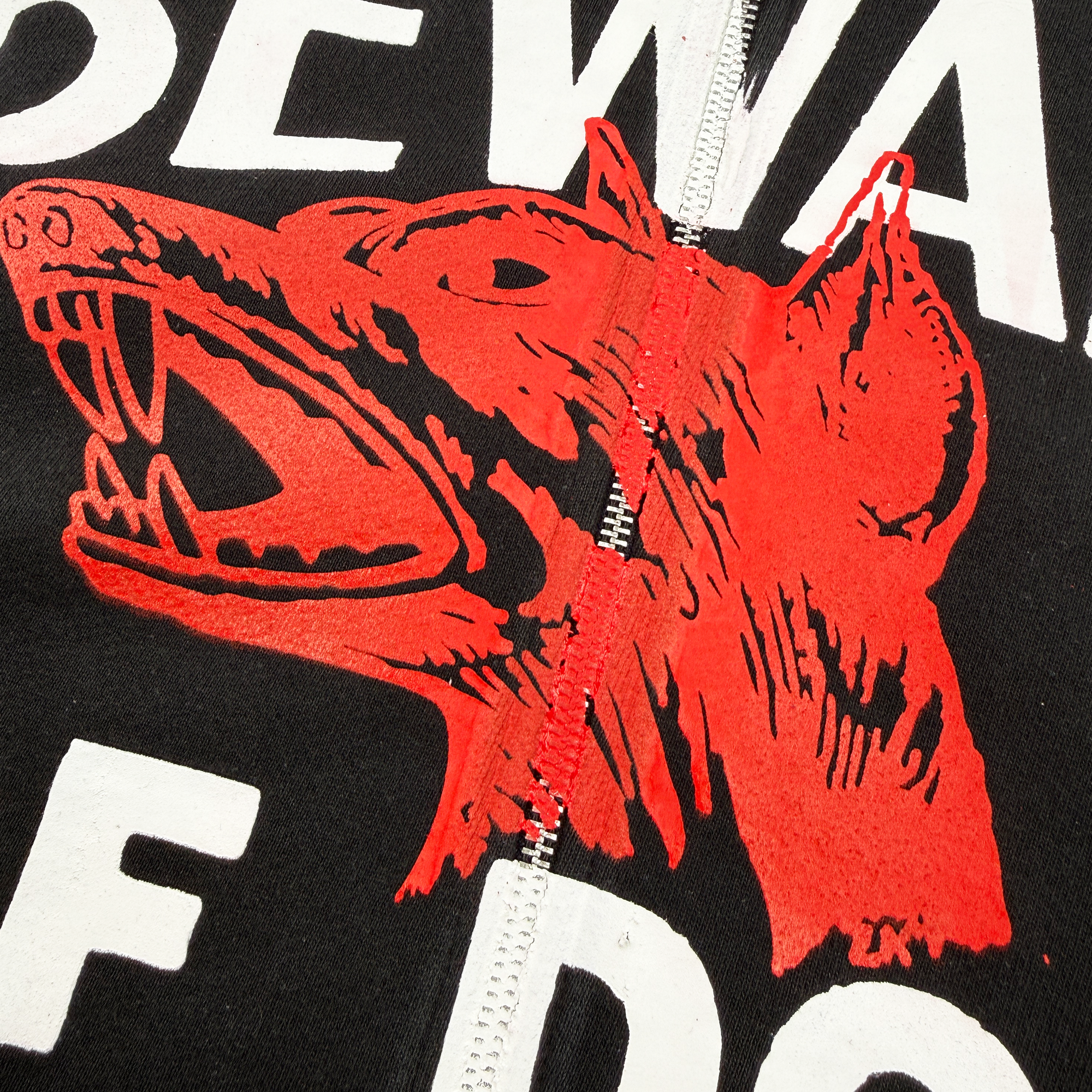 BEWARE OF DOG ZIP-UP HOODIE (BLACK)